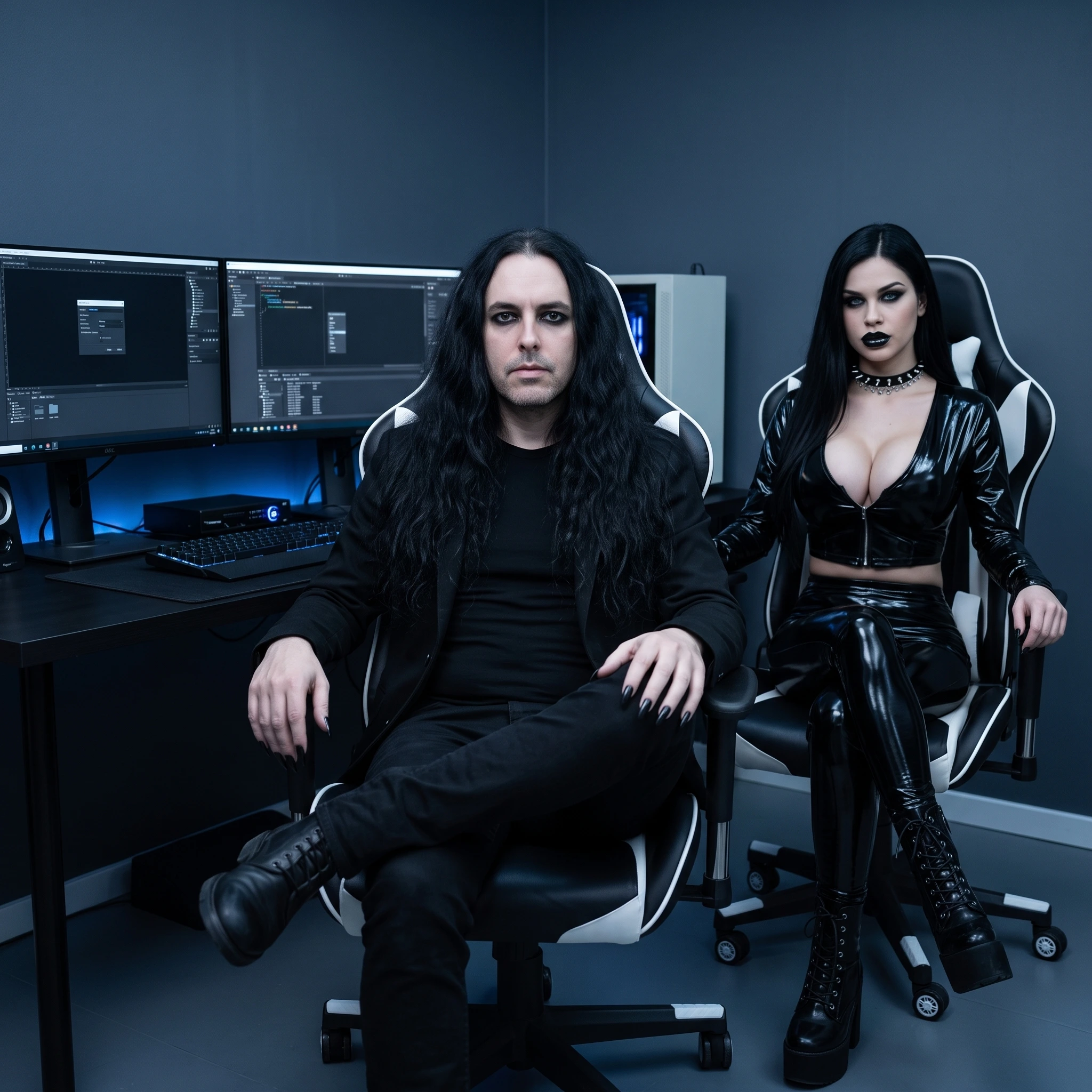 Two Venomous Sin members standing under red stage lights