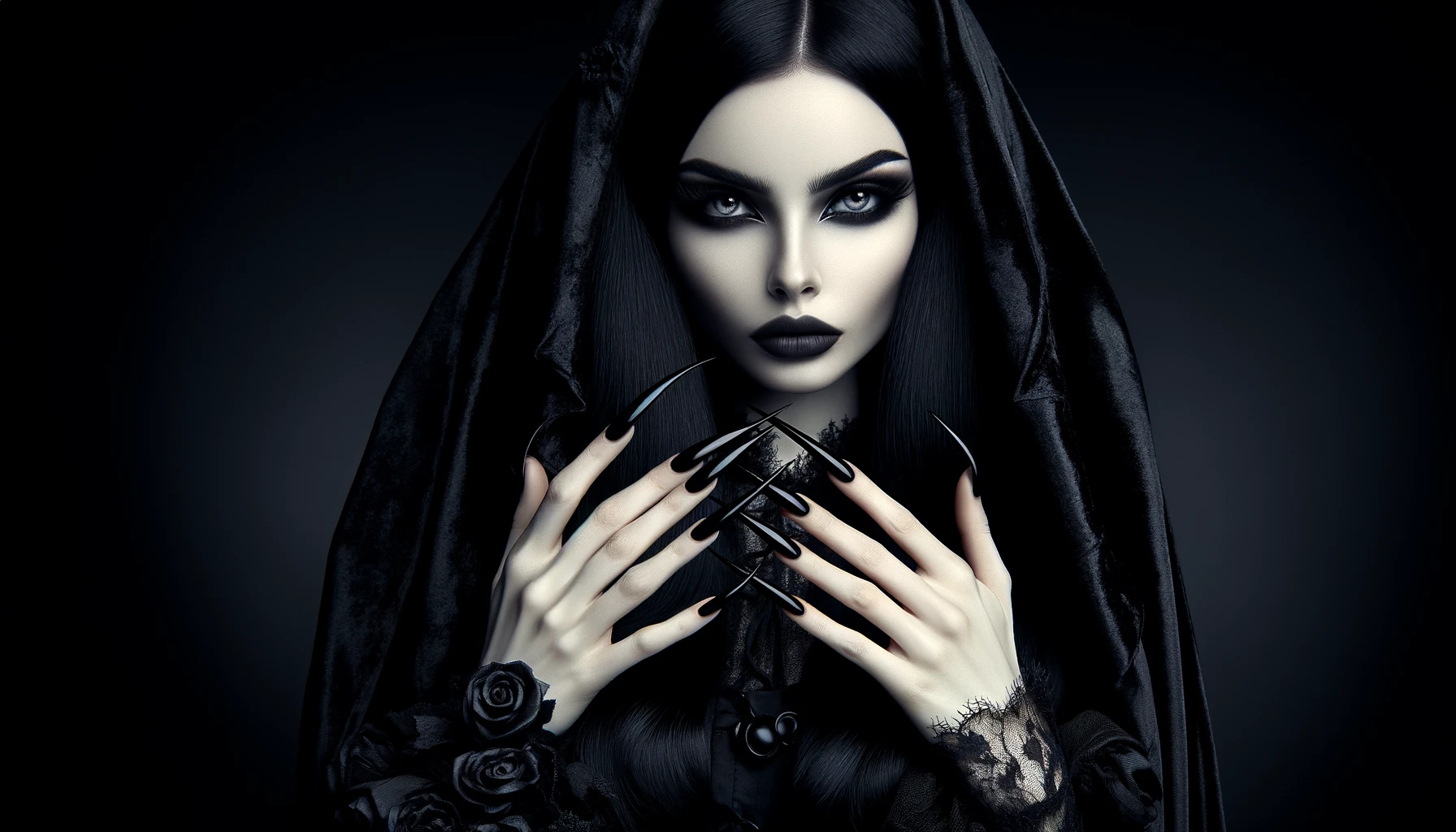 Aggressive Black Gothic Nails
