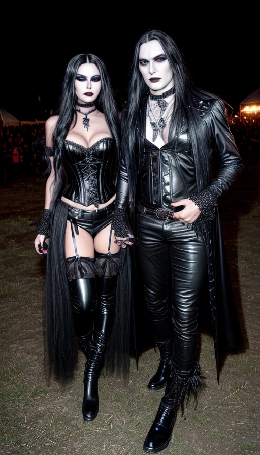 Twin gothic women at Leyendas del rock 2007, with matching black corsets, elaborate sleeve tattoos, and sheer gloves.