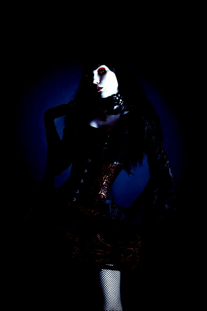 Gothic woman in a top hat and sunglasses, a modern twist on the Ultimate Gothic Ensemble.