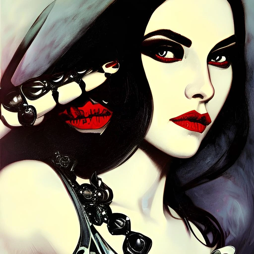 Crimson Sorceress wielding a dagger, with dark magical energy emanating around her.
