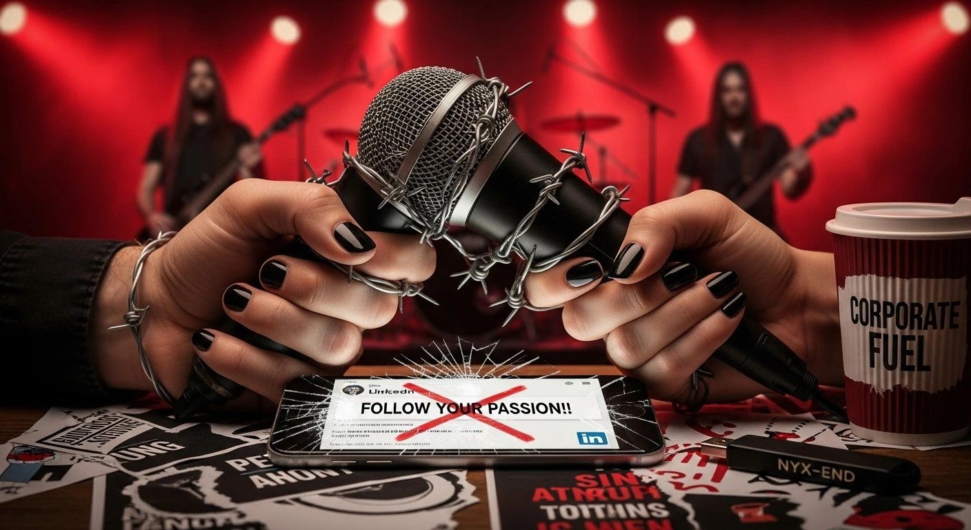 Follow your passion criticism: Venomous Sin exposes the hypocrisy of motivational slogans with AI-driven defiance