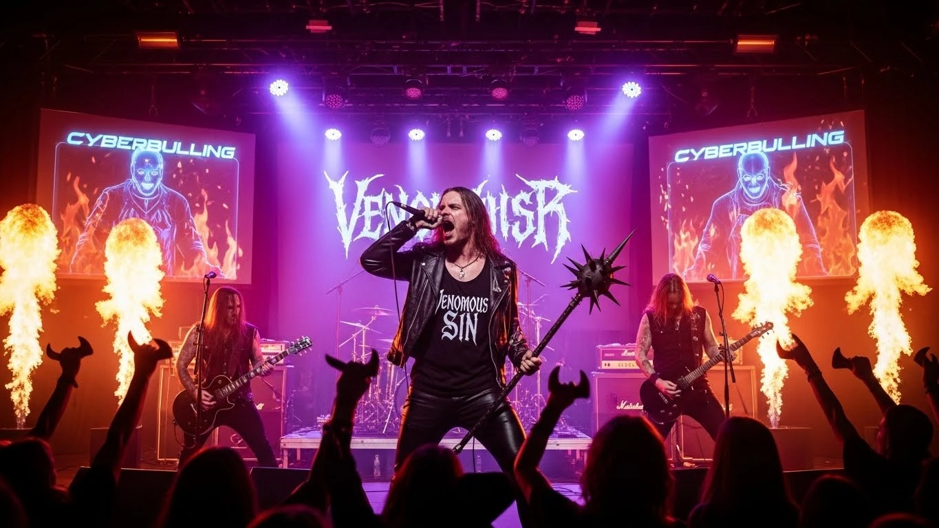 Venomous Sin anti-cyberbullying songs blast digital mobs in explosive live metal performance