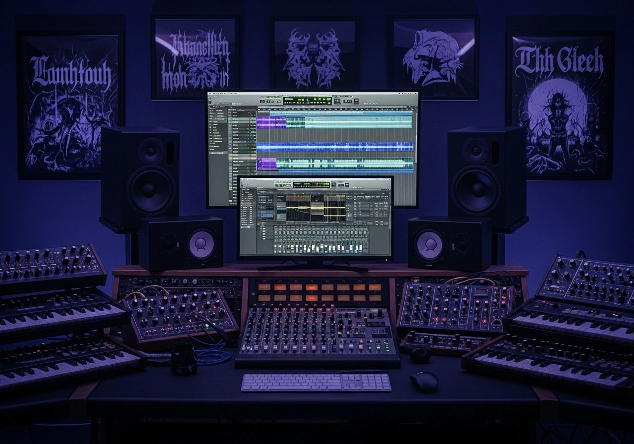 Best AI tools for gothic metal aesthetic professional studio setup dark music production