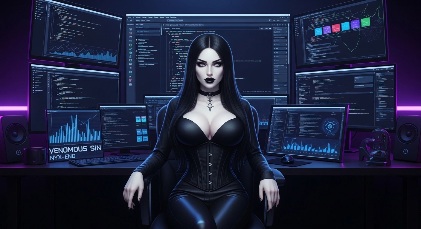 Venomous Sin NYX-END system scene symbolizing strategic inefficiency and digital creative control