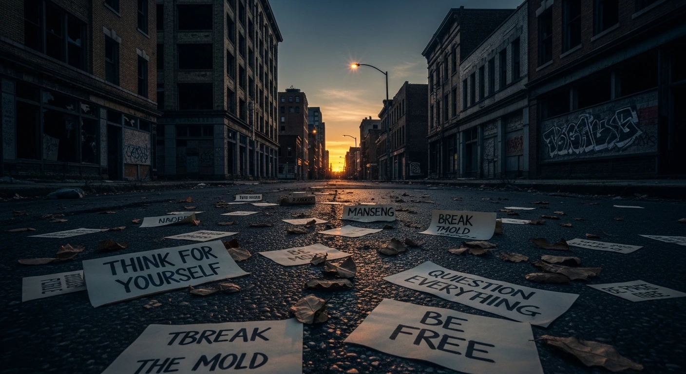 Abandoned street symbolizing defiance against conformity