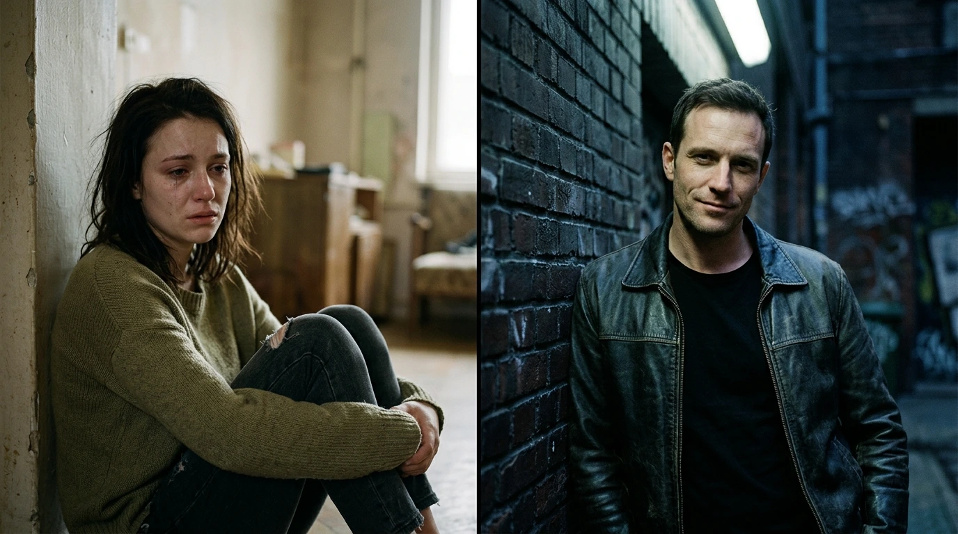 distinguishing damaged people from predators in split-screen visual