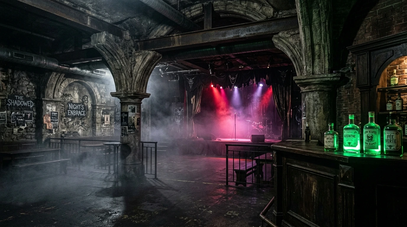 Venomous Sin haunting dancer underground club performance venue atmosphere