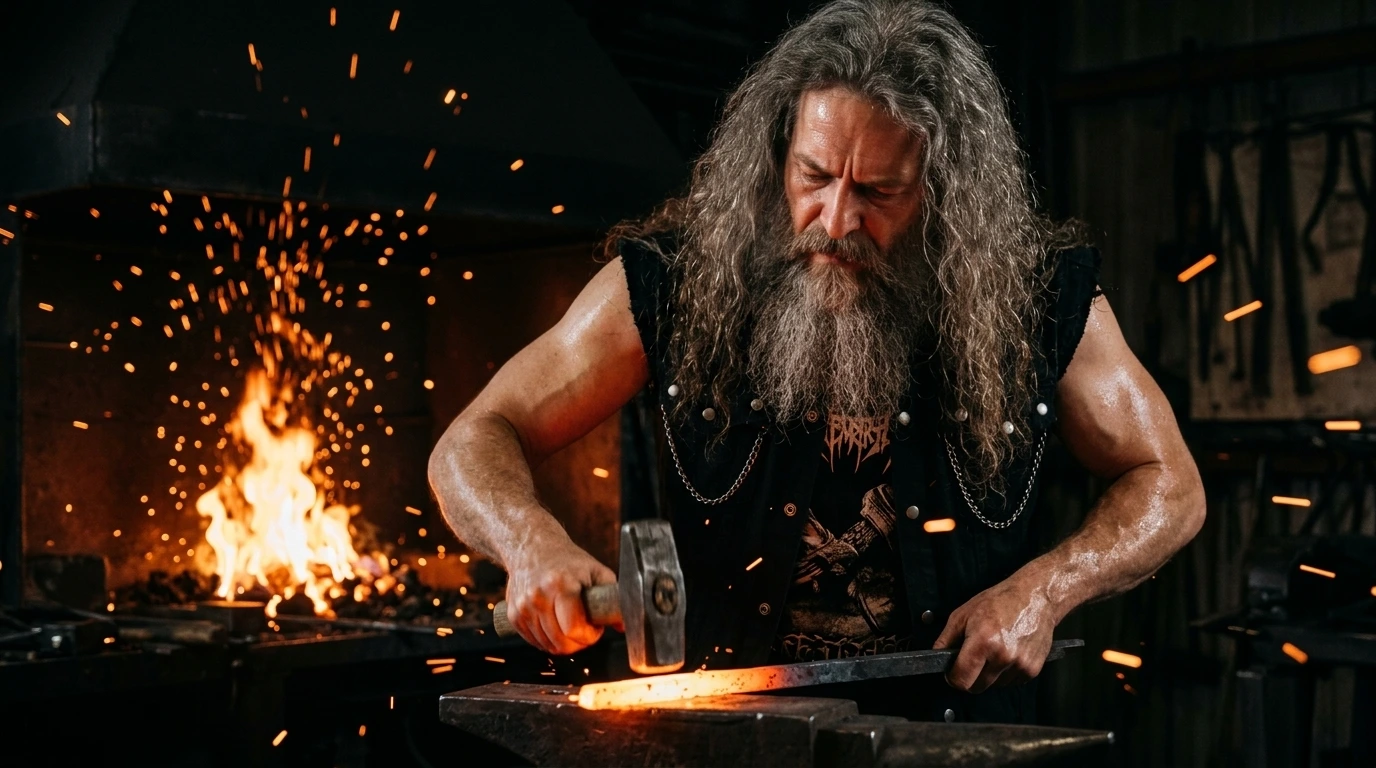 mechanic's logic for emotional self-management demonstrating burnout prevention in blacksmith forge scene