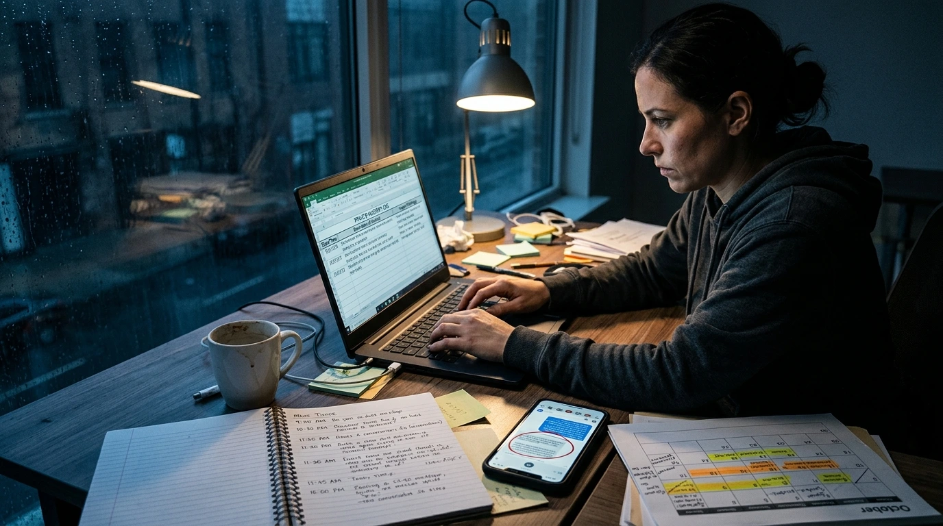 Documentation template for workplace bullying with evidence and timestamps