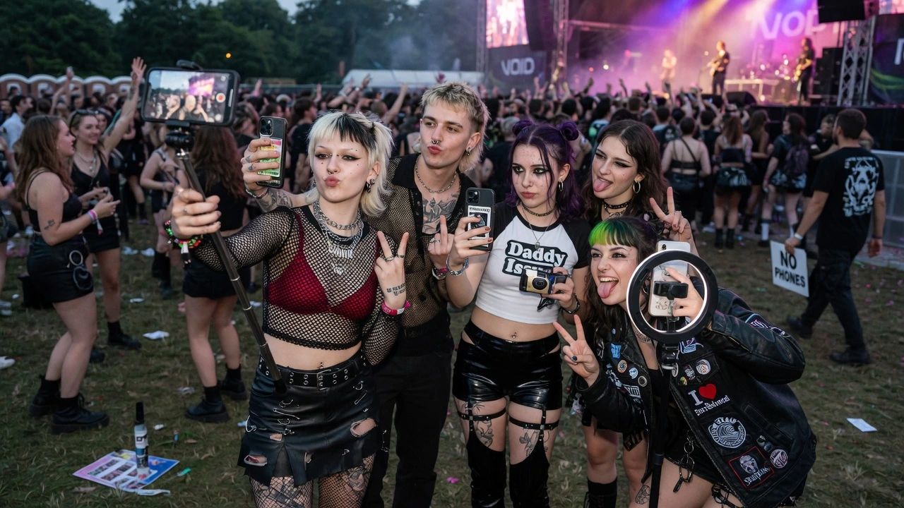 validation addiction social media effects at music festivals with staged influencer poses