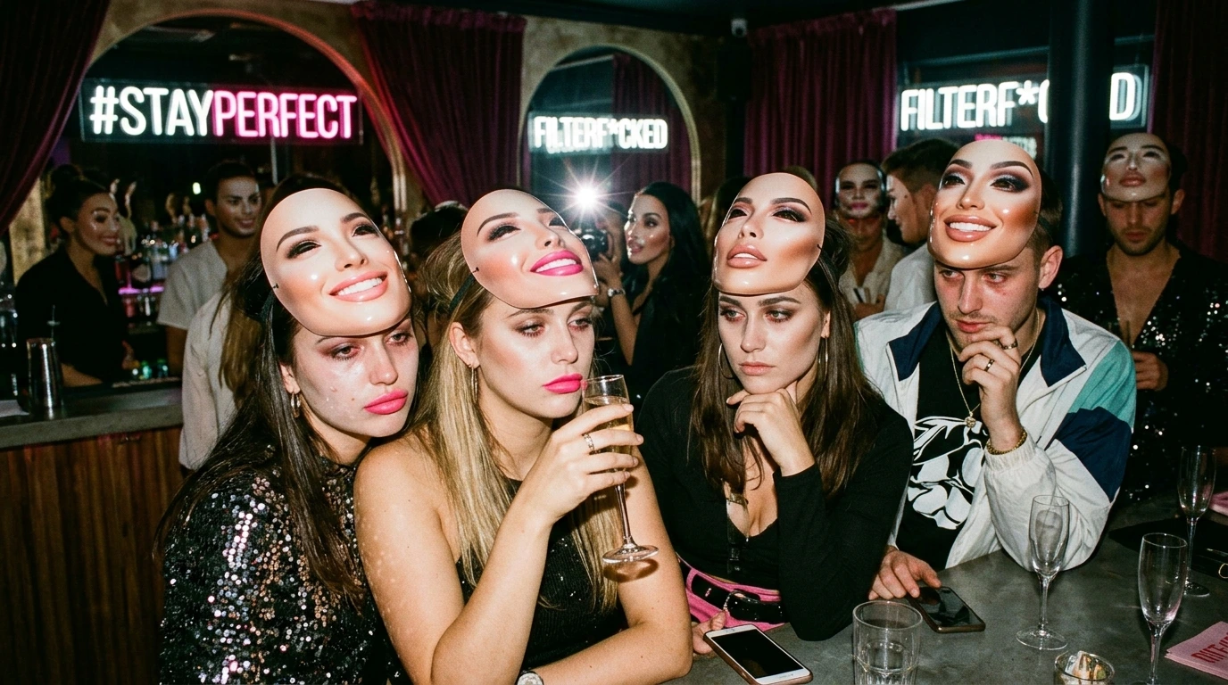 filterfucked psychological impact revealed at an influencer-themed masquerade
