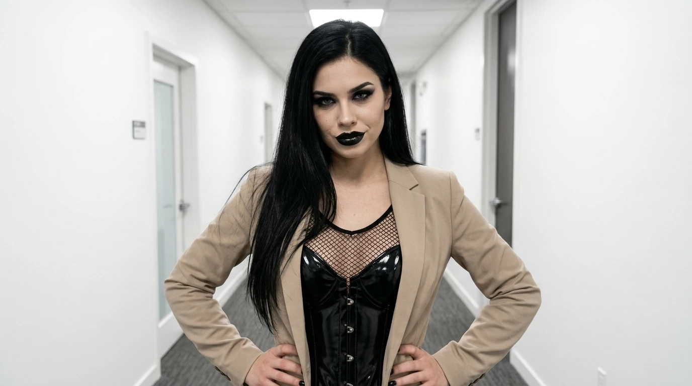 swastifashion meaning challenged by gothic style and PVC under corporate beige conformity